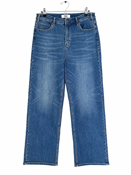 Mica Denim - High-Waist Straight Leg Jeans in Washed Dark Blue